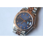 DateJust 36mm Fluted Bezel SS/RG Blue&Grey Dials Diamonds Marker Jubilee Bracelet BP A2824