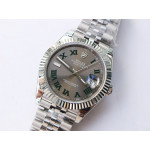 DateJust 41mm Fluted Bezel SS Grey Dial Roman Marker Jubilee Bracelet BP A2824