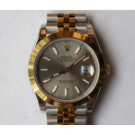 DateJust 41mm Smooth Bezel SS/YG Grey&Silver Dial Diamonds Marker Jubilee Bracelet BP A2824