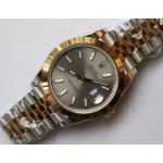 DateJust 41mm Smooth Bezel SS/YG Grey&Silver Dial Diamonds Marker Jubilee Bracelet BP A2824