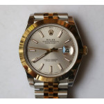 DateJust 41mm Smooth Bezel SS/YG Grey&Silver Dial Diamonds Marker Jubilee Bracelet BP A2824