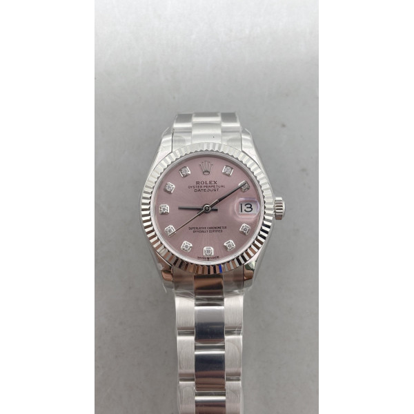 Datejust 31mm Best Edition Pink Dial Crystals Markers on SS Jubilee Bracelet WF