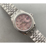 Datejust 28mm 279166 Best Edition White Pink Dial Crystals Markers on SS Jubilee Bracelet WF