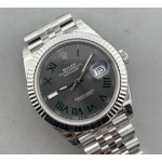 Datejust 41 SS 904L Steel 1:1 Best Edition Gray Dial Green Roman on SS Bracelet VSF VS3235