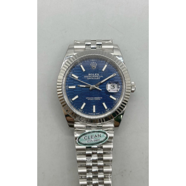 DateJust 41 126334 1:1 Best Edition 904L Steel Blue Texuted Dial on Jubilee Bracelet Clean VR3235