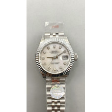 Datejust 28mm 279166 Best Edition White MOP Dial Crystals Markers on SS Jubilee Bracelet TWF NH05