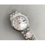 Datejust 28mm 279166 Best Edition White MOP Dial Crystals Markers on SS Jubilee Bracelet TWF NH05