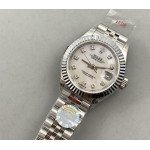 Datejust 28mm 279166 Best Edition White MOP Dial Crystals Markers on SS Jubilee Bracelet TWF NH05