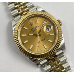 Datejust 41mm 904L Steel 1:1 Best Edition TT Gold Dial Stick Mark Jubilee Bracelet EWF SA3235