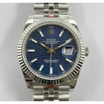 DateJust 41mm Fluted Bezel 904L SS Blue Patterned Dial Stick Marker Jubilee Bracelet GMF VR3235