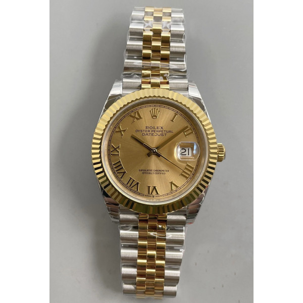 Datejust 41 SS 904L Steel 1:1 Best Edition TT Gold Dial Roman Mark  Jubilee Bracelet EWF SA3235