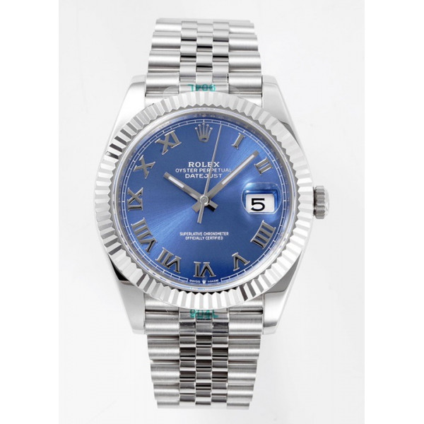 DateJust 41mm 126334 1:1 Best Edition 904L Steel Blue Dial Roman Marker on Jubilee Bracelet A2824 ZF