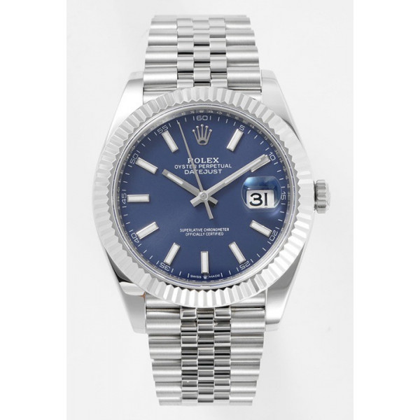 DateJust 41mm 126334 1:1 Best Edition 904L Steel Blue Dial Stick Marker on Jubilee Bracelet A2824 ZF