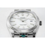 DateJust 41mm 126334 1:1 Best Edition 904L Steel White Dial Stick Marker on Jubilee Bracelet A2824 ZF