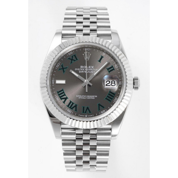 DateJust 41mm 126334 1:1 Best Edition 904L Steel Grey Dial Roman Marker on Jubilee Bracelet A2824 ZF