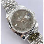 Datejust 41 SS 904L Steel 1:1 Best Edition Gray Dial Green Roman on SS Bracelet Clean VR3235