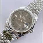 Datejust 41 SS 904L Steel 1:1 Best Edition Gray Dial Green Roman on SS Bracelet Clean VR3235