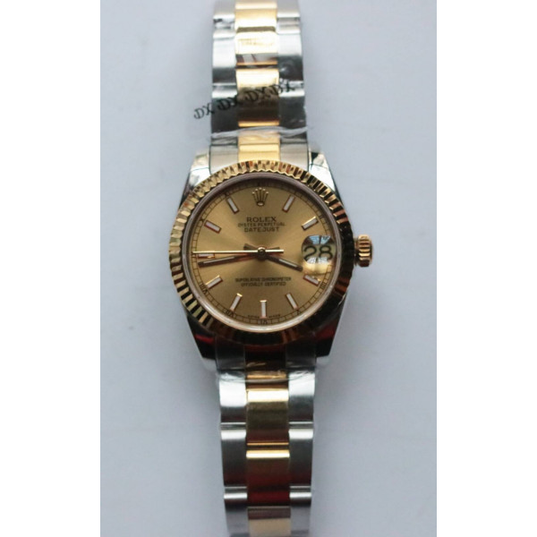 DateJust 31mm TT Fluted Bezel Gold Dial Bracelet BP A2824