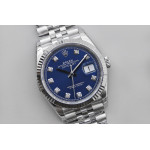 DateJust 36mm Fluted Bezel SS Blue Dial Diamonds Marker Jubilee Bracelet VSF VS3235