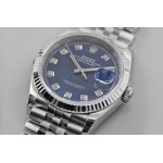 DateJust 36mm Fluted Bezel SS Blue Dial Diamonds Marker Jubilee Bracelet VSF VS3235