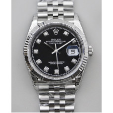 DateJust 36mm Fluted Bezel SS Black Dial Diamonds Marker Jubilee Bracelet VSF VS3235