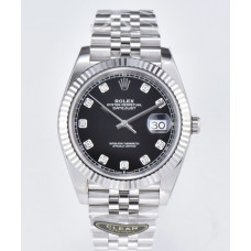 Datejust 41 SS 904L Steel 1:1 Best Edition Black Dial Diamonds Mark Jubilee Bracelet Clean VR3235