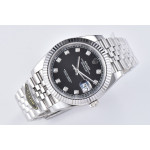 Datejust 41 SS 904L Steel 1:1 Best Edition Black Dial Diamonds Mark Jubilee Bracelet Clean VR3235