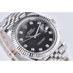 Datejust 41 SS 904L Steel 1:1 Best Edition Black Dial Diamonds Mark Jubilee Bracelet Clean VR3235