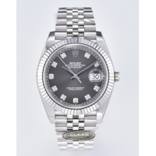 Datejust 41 SS 904L Steel 1:1 Best Edition Grey Dial Diamonds Mark Jubilee Bracelet Clean VR3235