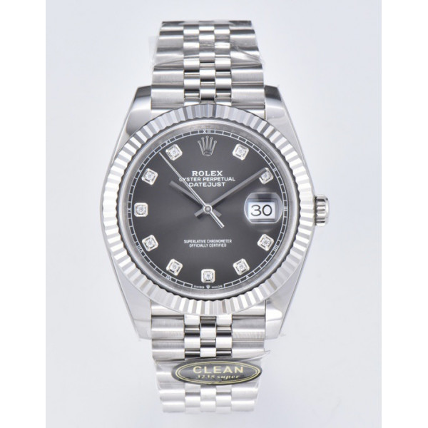 Datejust 41 SS 904L Steel 1:1 Best Edition Grey Dial Diamonds Mark Jubilee Bracelet Clean VR3235