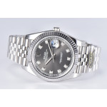 Datejust 41 SS 904L Steel 1:1 Best Edition Grey Dial Diamonds Mark Jubilee Bracelet Clean VR3235