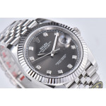 Datejust 41 SS 904L Steel 1:1 Best Edition Grey Dial Diamonds Mark Jubilee Bracelet Clean VR3235