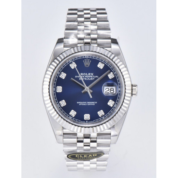 Datejust 41 SS 904L Steel 1:1 Best Edition Blue Dial Diamonds Mark Jubilee Bracelet Clean VR3235 