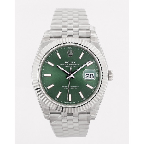 DateJust 41mm SS 1:1 Best Edition Stick Marker Green Dial SS Jubilee Bracelet A3235 EWF