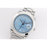 Day Date 40mm SS 1:1 Best Edition Diamands Marker Blue Dial SS Bracelet A2836 EWF