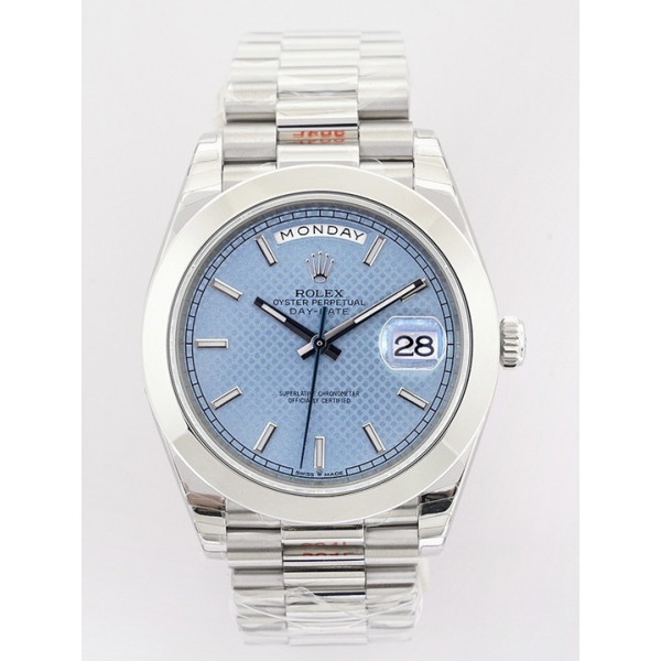 Day Date 40mm SS 1:1 Best Edition Stick Marker Blue Dial SS Bracelet A2836 EWF