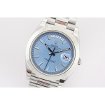 Day Date 40mm SS 1:1 Best Edition Stick Marker Blue Dial SS Bracelet A2836 EWF