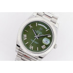 Day Date 40mm SS 1:1 Best Edition Roman Marker Blue&Green&White Dials SS Bracelet A2836 EWF