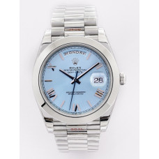 Day Date 40mm SS 1:1 Best Edition Roman Marker Blue Dial SS Bracelet A2836 EWF