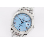 Day Date 40mm SS 1:1 Best Edition Roman Marker Blue Dial SS Bracelet A2836 EWF