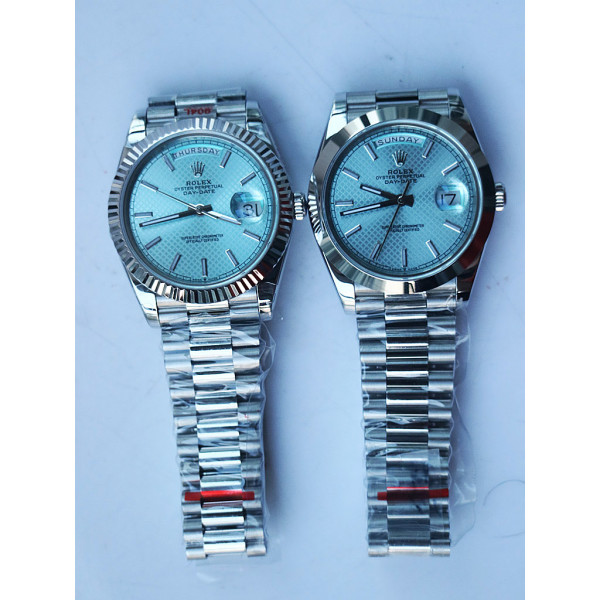 DayDate 40mm Fluted Pres 904L SS Blue Dial Stick Marker Bracelet GMF A2836