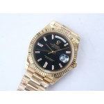 DayDate 40mm 904L Fluted YG/YG Black&Gold Dial Diamonds Marker Bracelet GMF SA3255