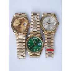 DayDate 40mm 904L Fluted YG/YG Gold&Green&Silver Dials Stick Marker Bracelet GMF A2836