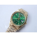 DayDate 40mm 904L Fluted YG/YG Gold&Green&Silver Dials Stick Marker Bracelet GMF A2836