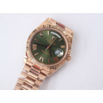 DayDate 40mm 904L Fluted RG/RG Brown&White&Green Dials Roman Marker Bracelet GMF A2836