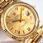 DayDate 40 YG Best Edition 904L Steel Gold Dial Roman Marker on President Bracelet QF A2836 V5 (Gain Weight)