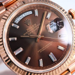 DayDate 40 RG Best Edition 904L Steel Brown Dial Crystal Marker on President Bracelet QF A2836 V5 (Gain Weight)