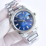 DayDate 40 SS Best Edition 904L Steel Blue Dial Crystal Marker on President Bracelet QF A2836 V5 (Gain Weight)