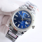 DayDate 40 SS Best Edition 904L Steel Blue Dial Crystal Marker on President Bracelet QF A2836 V5 (Gain Weight)