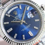 DayDate 40 SS Best Edition 904L Steel Blue Dial Crystal Marker on President Bracelet QF A2836 V5 (Gain Weight)